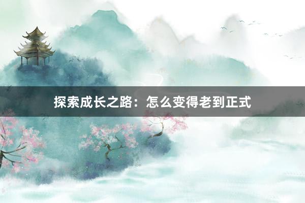 探索成长之路：怎么变得老到正式