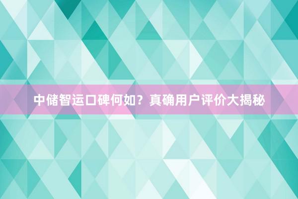 中储智运口碑何如？真确用户评价大揭秘